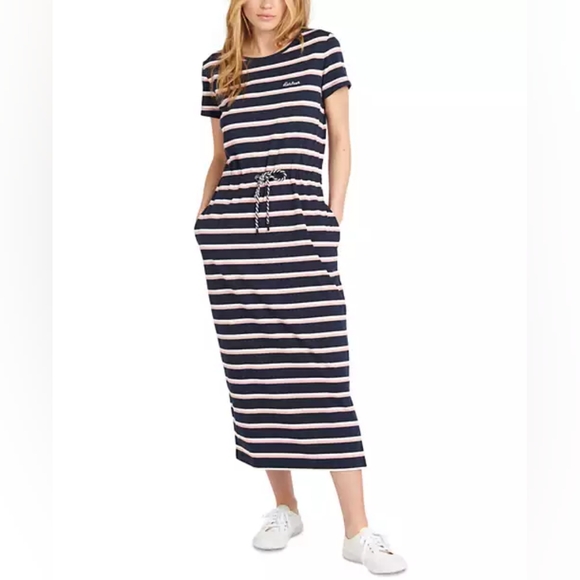 Barbour Dresses & Skirts - Barbour Striped Bayside Drawcord-Waist Midi Dress